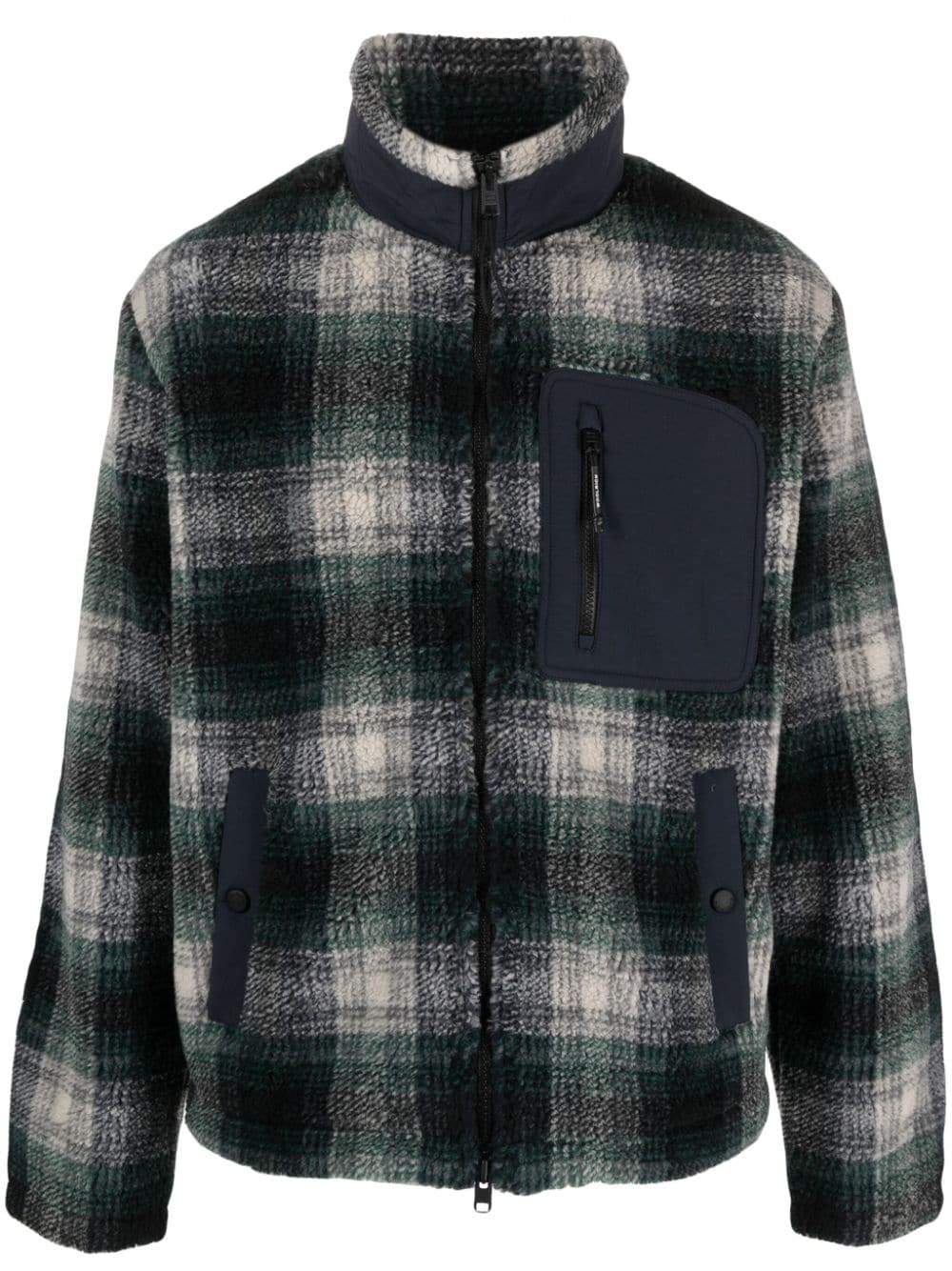 Woolrich plaid-check zip-up fleece jacket - Blue von Woolrich