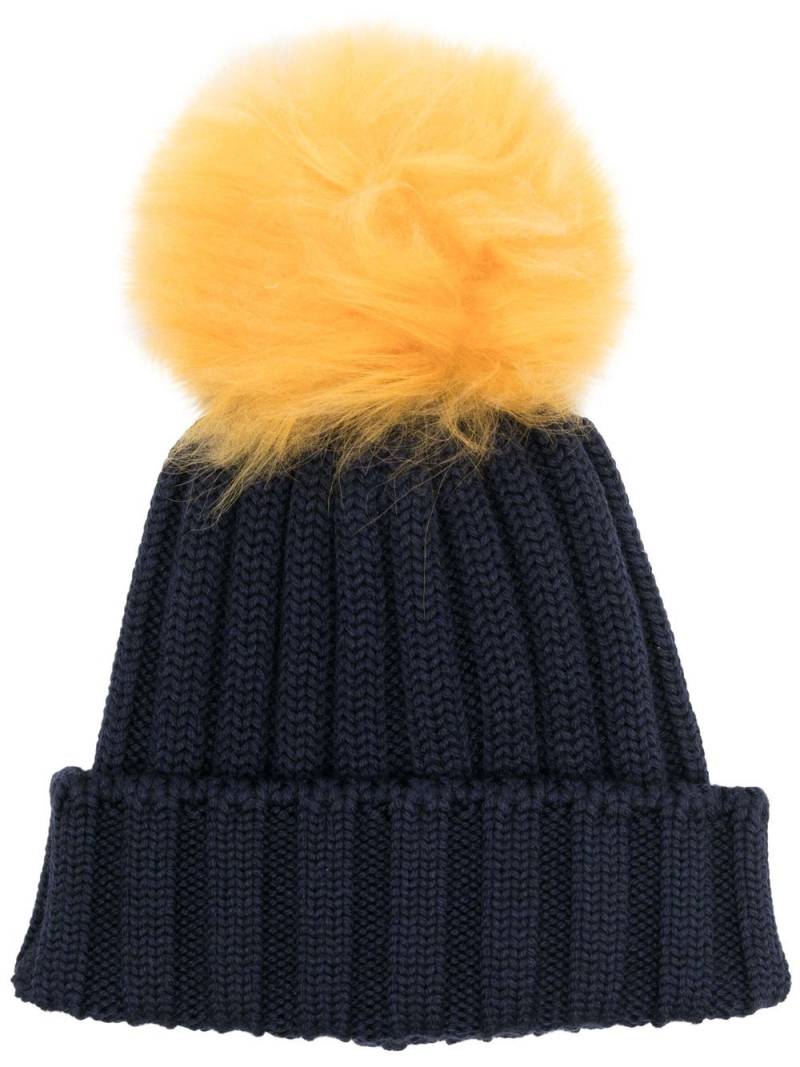 Woolrich pom-pom ribbed-knit beanie - Blue von Woolrich