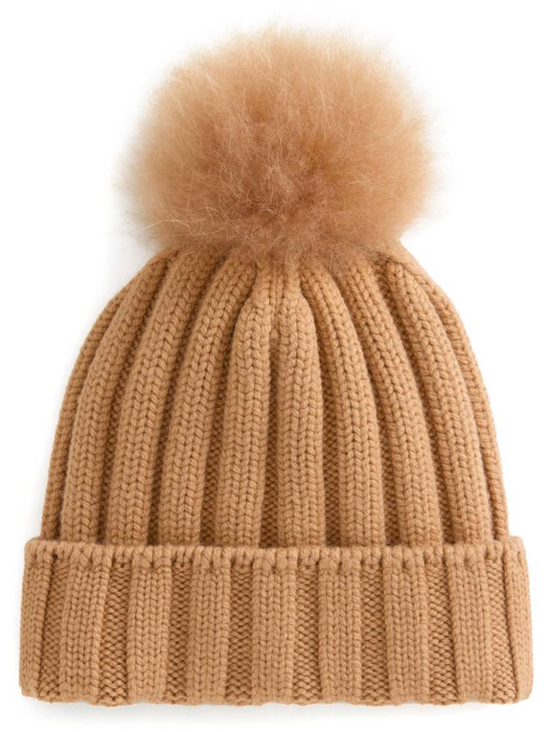 Woolrich pompom virgin wool beanie - Brown von Woolrich