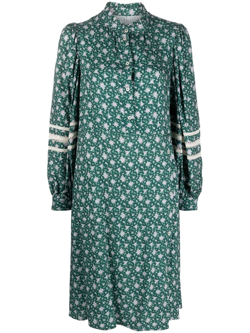 Woolrich printed belted knee-length dress - Green von Woolrich