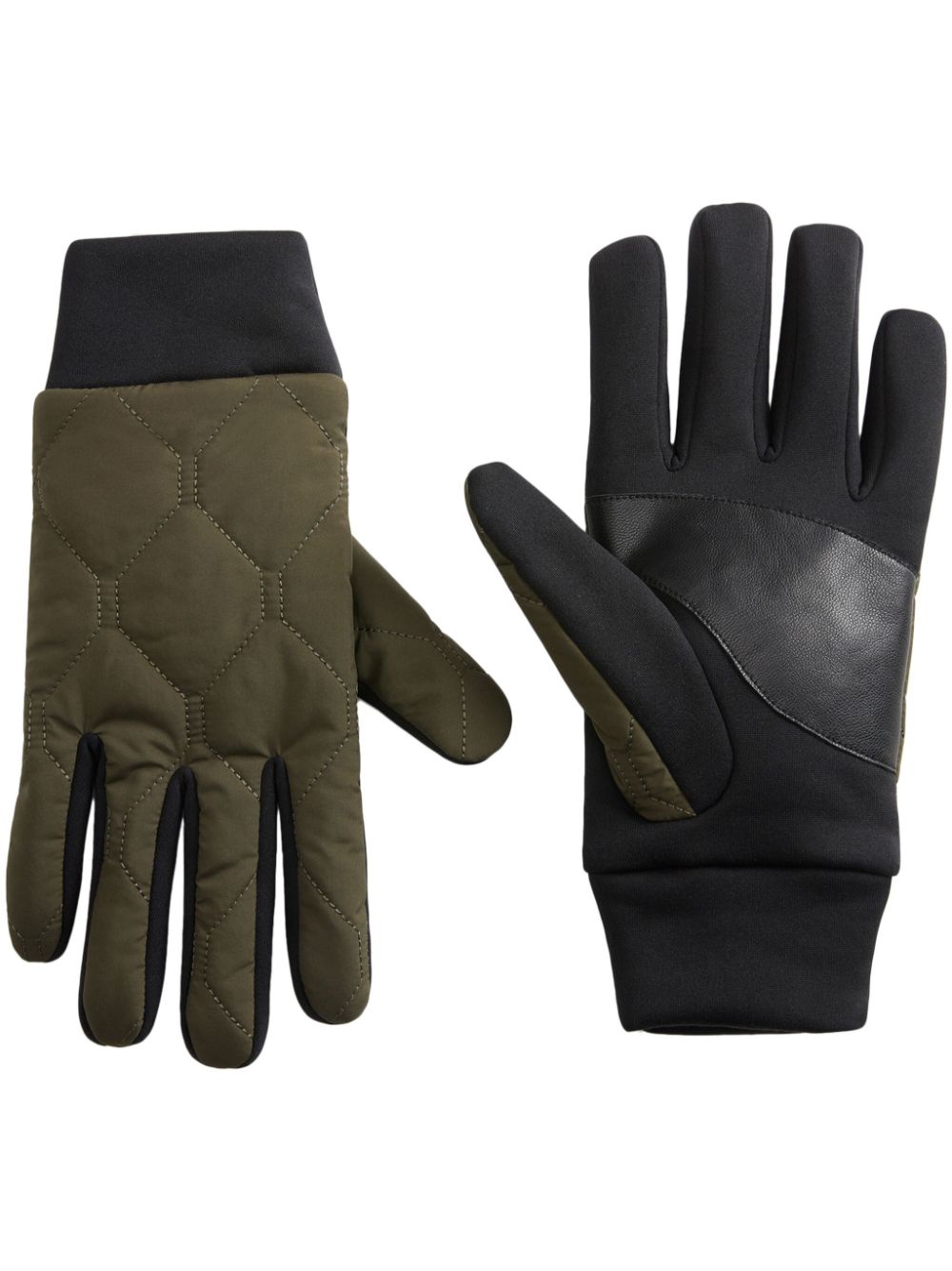 Woolrich quilted leather gloves - Green von Woolrich