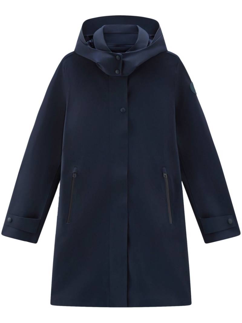 Woolrich single-breasted hooded coat - Blue von Woolrich