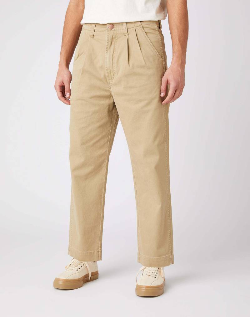 Chino Casey Pleated Herren Beige W30 von Wrangler