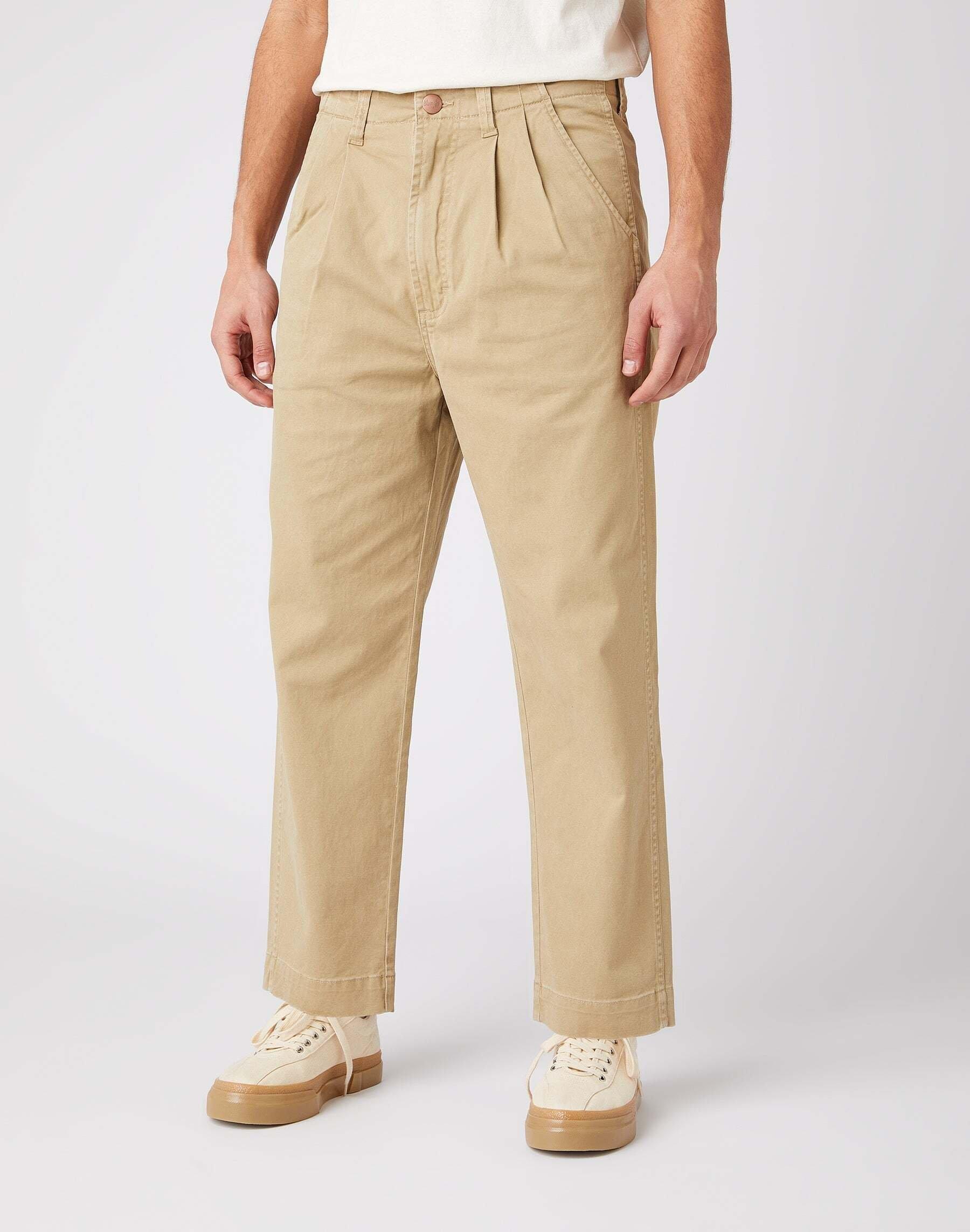 Chino Casey Pleated Herren Beige W29 von Wrangler