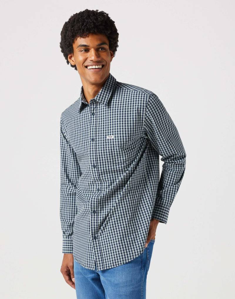 Hemd Langarm One Pocket Shirt Herren Grün L von Wrangler