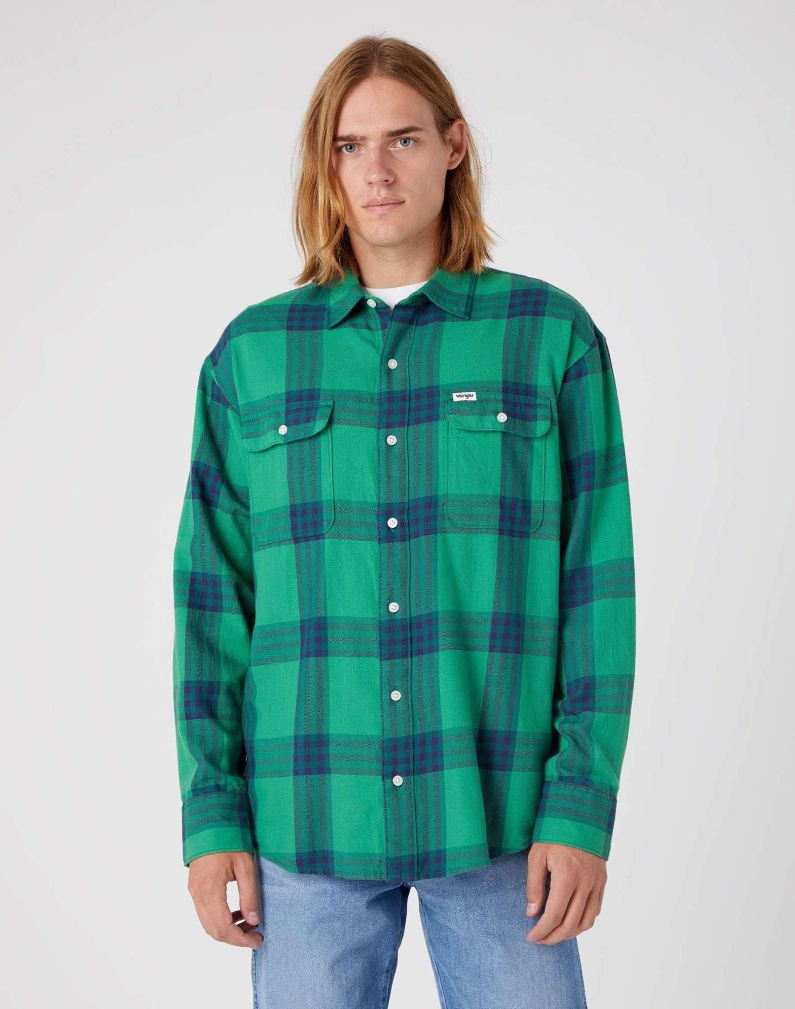 Hemd Patch Pocket Shirt Herren Grün L von Wrangler