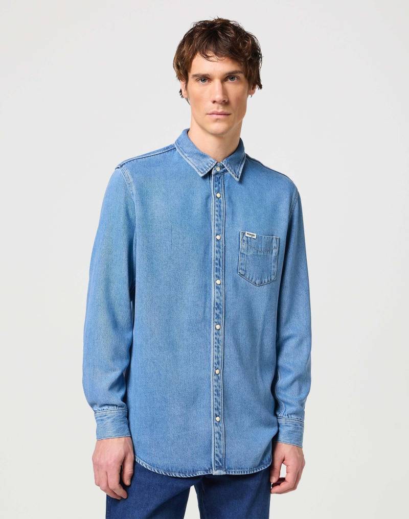 Hemden Longsleeves One Pocket Shirt Herren Blau L von Wrangler