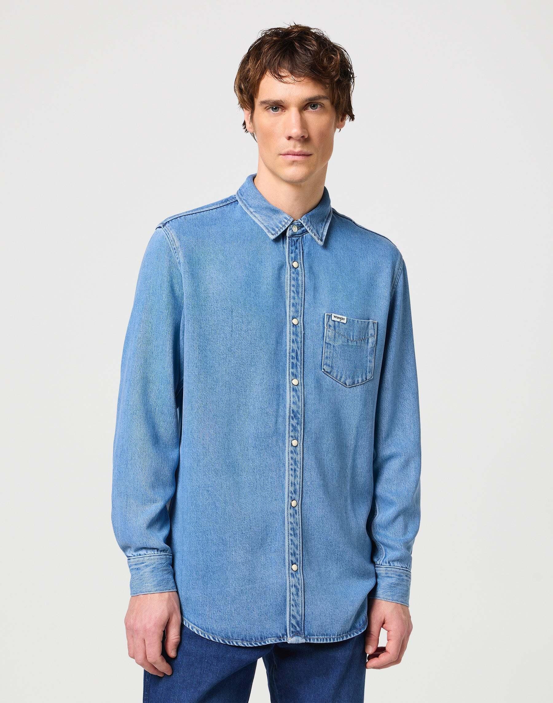 Hemden Longsleeves One Pocket Shirt Herren Blau M von Wrangler