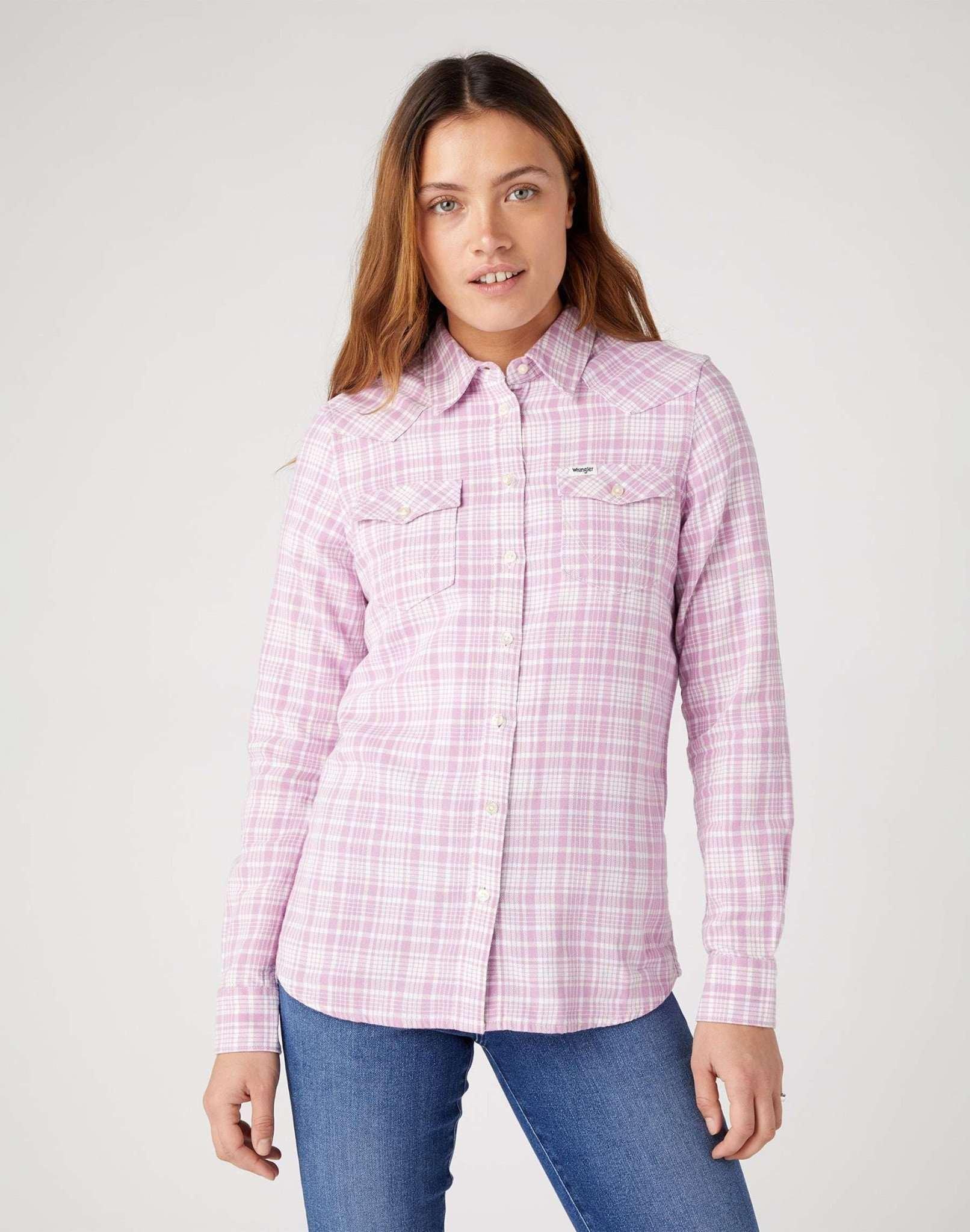 Hemden Slim Reg Western Shirt Damen Flieder XS von Wrangler