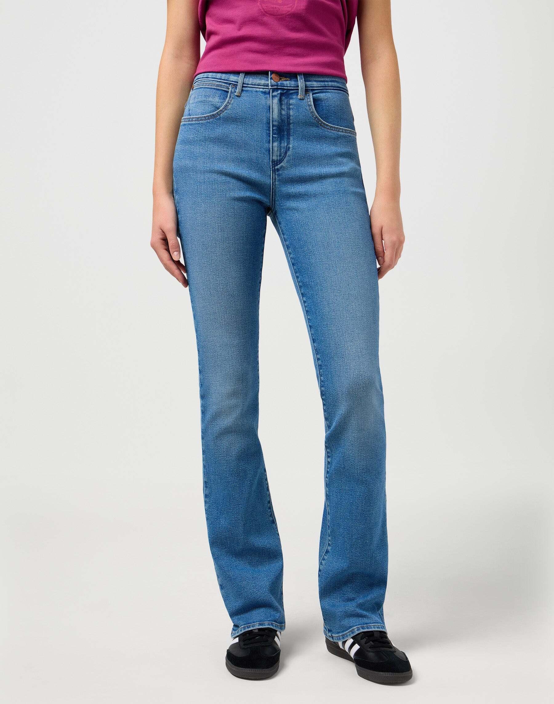 Jeans Bootcut Damen Hellblau L32/W26 von Wrangler