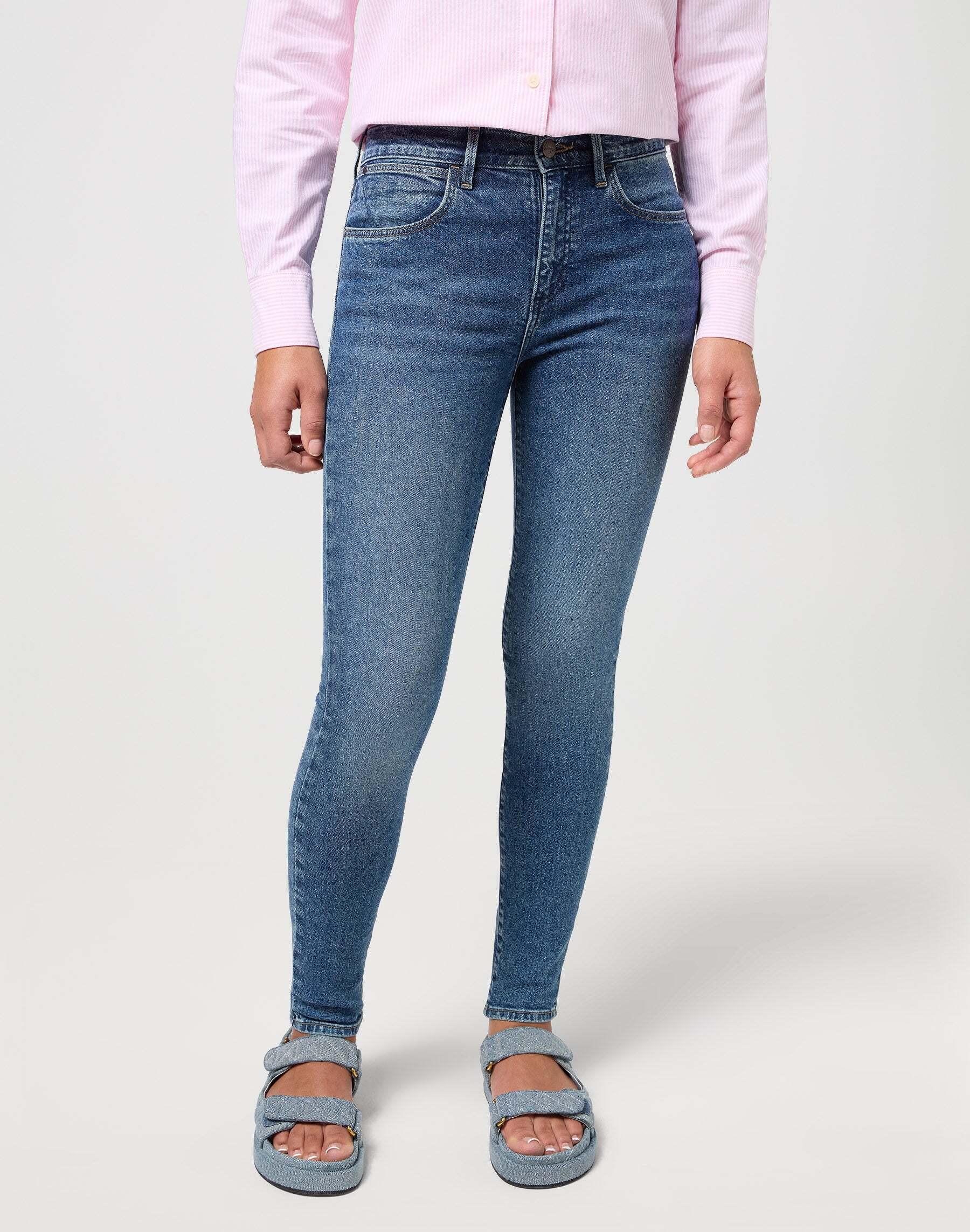 Jeans High Skinny Damen Blau W27 von Wrangler