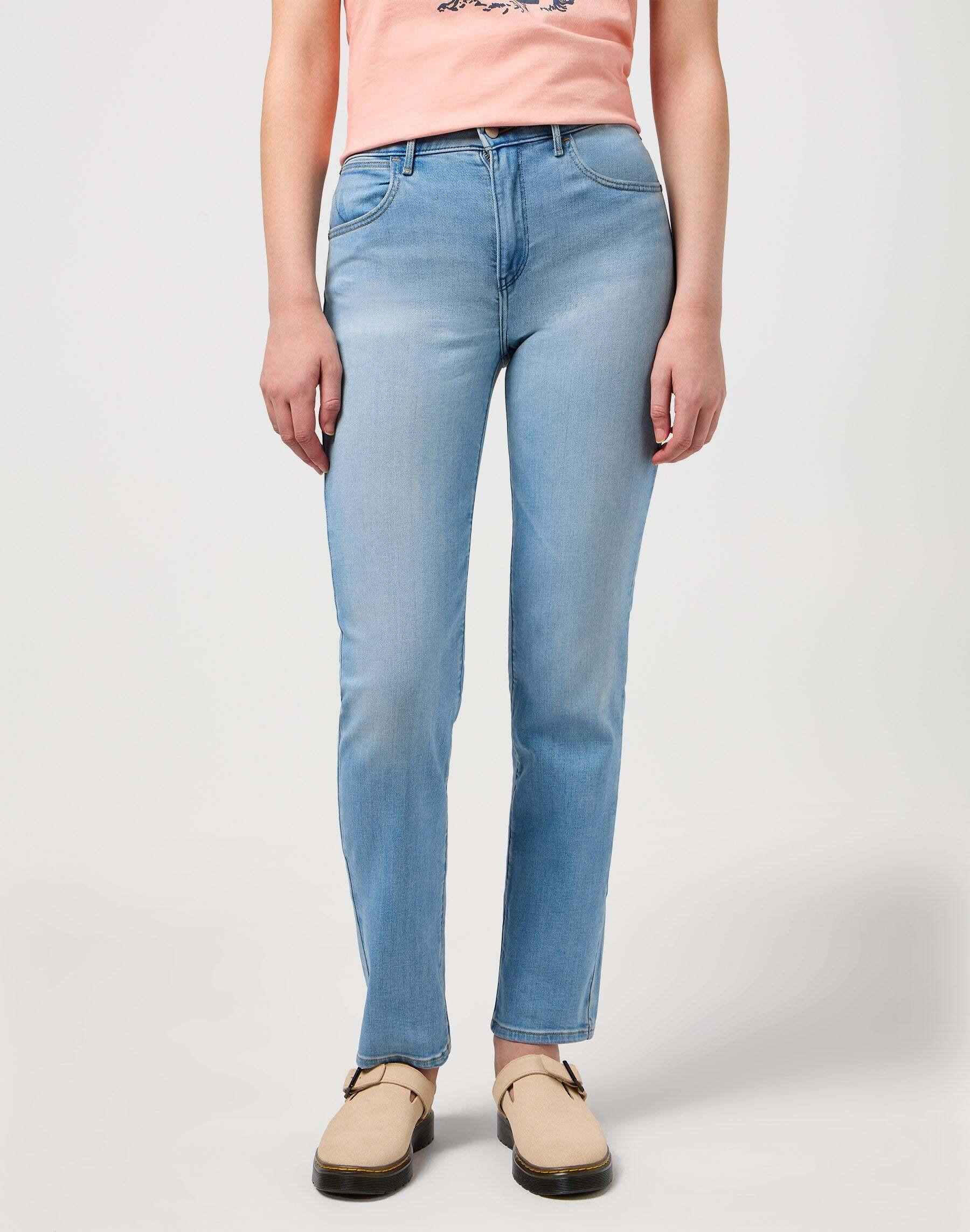 Jeans Straight Damen Hellblau W28 von Wrangler