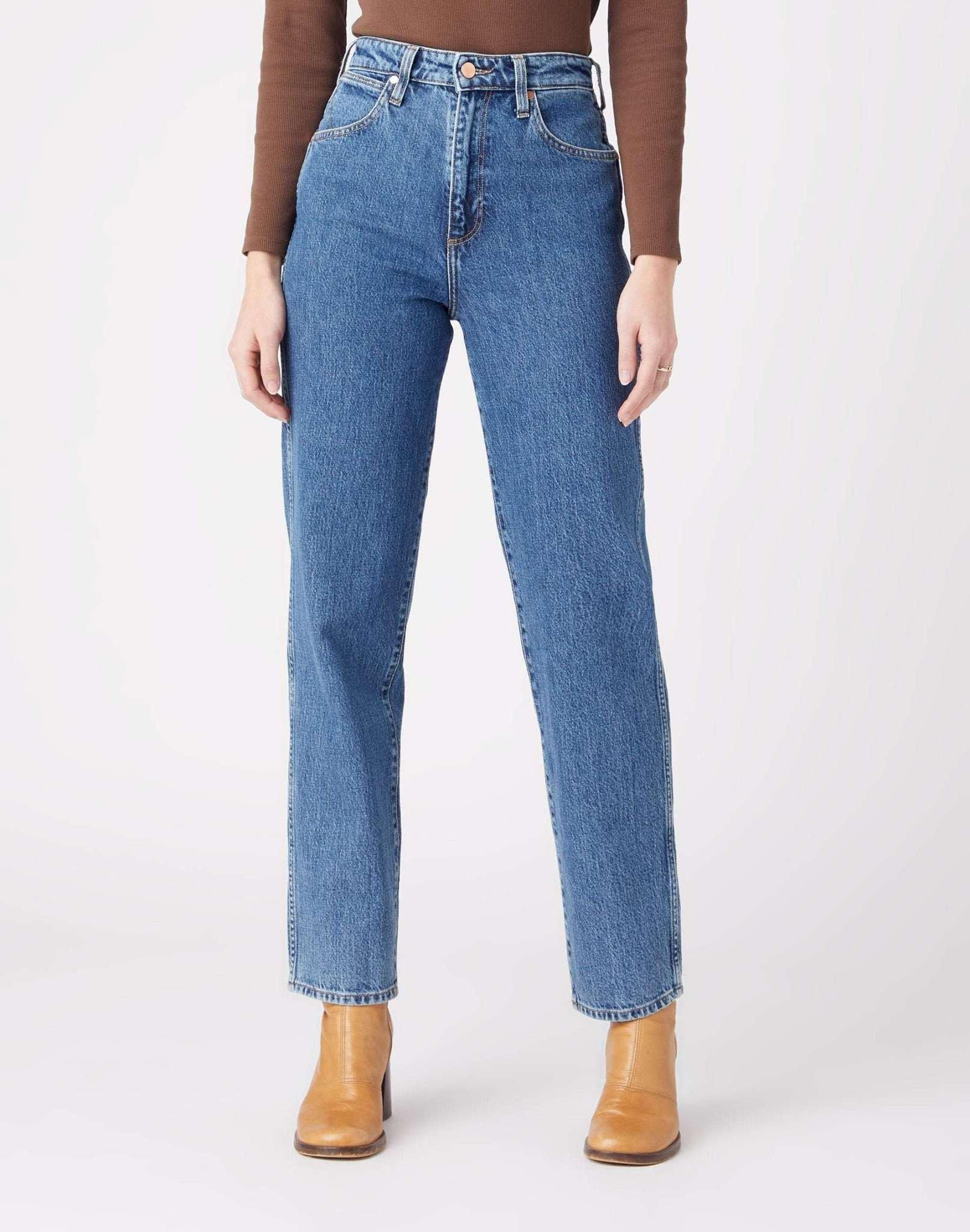 Jeans Straight Leg Mom Damen Blau Denim W26 von Wrangler