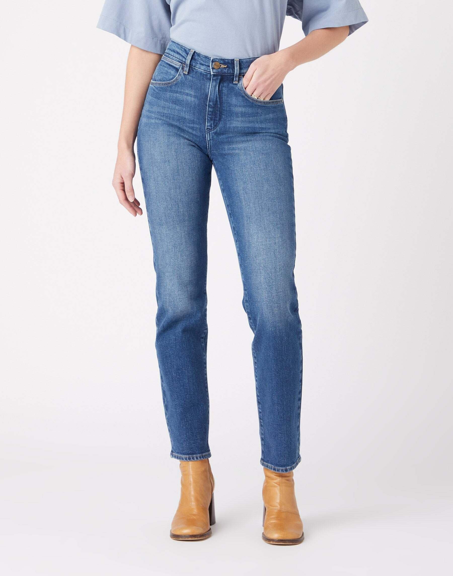 Jeans Straight Leg Straight Damen Blau Denim L34/W30 von Wrangler