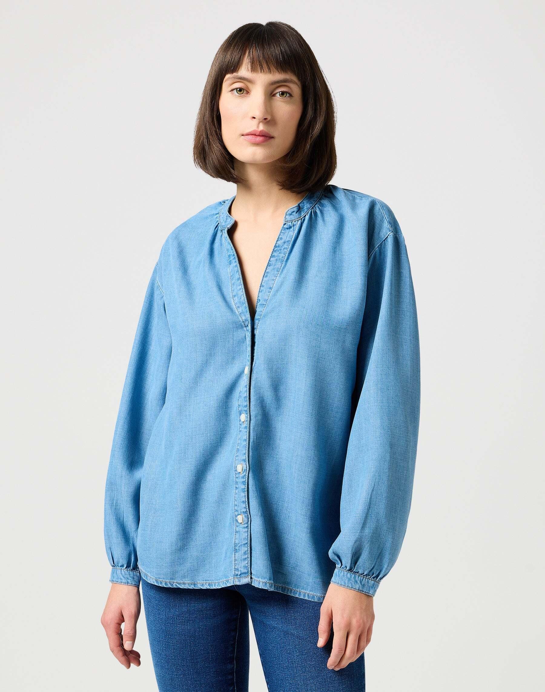 Jeanshemden Poet Sleeve Blouse Damen Blau M von Wrangler