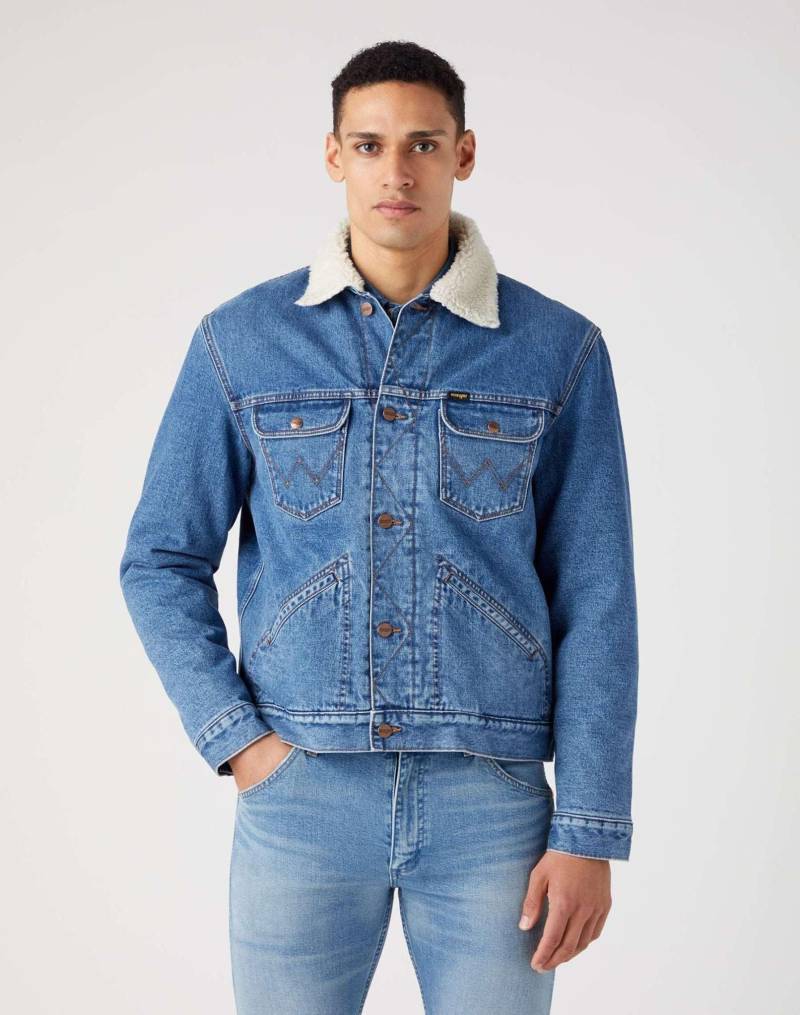 Wrangler - Jeansjacken 124MJ Sherpa, für Herren, Blau, Größe M von Wrangler