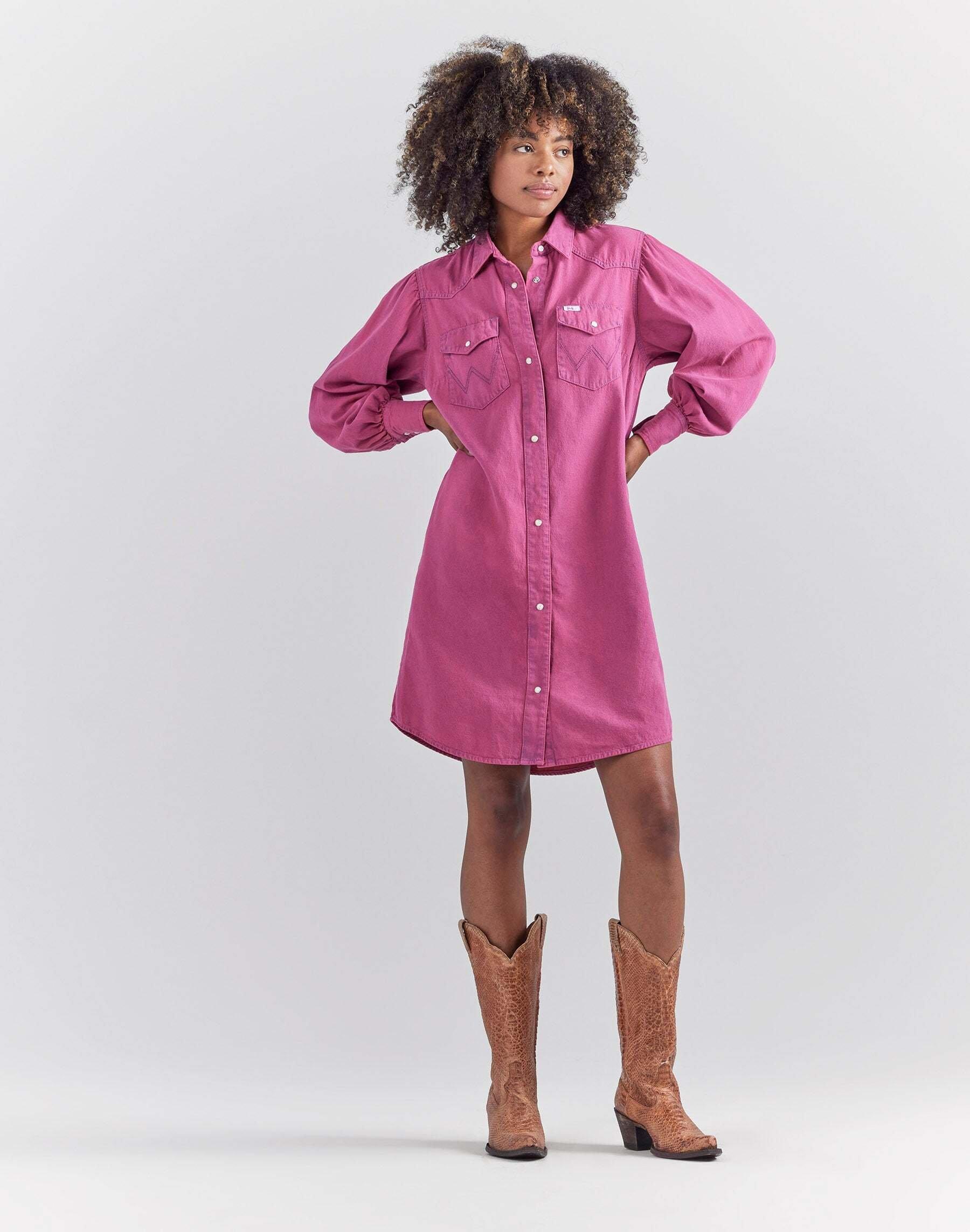 Wrangler - Jeanskleid Shirt Dress, für Damen, Pink, Größe S von Wrangler