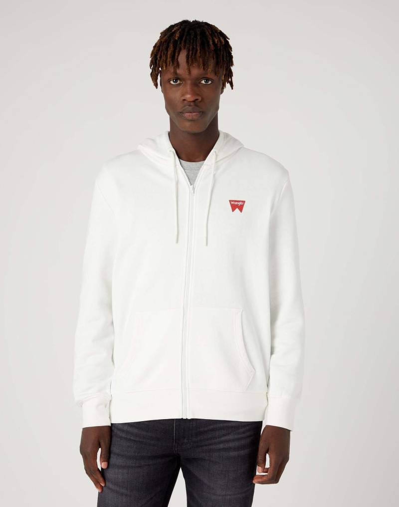 Kapuzenpullover Zip Thru Hoodie Herren Weiss M von Wrangler