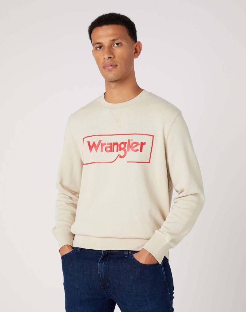 Sweatshirt Frame Logo Crew Herren Beige M von Wrangler