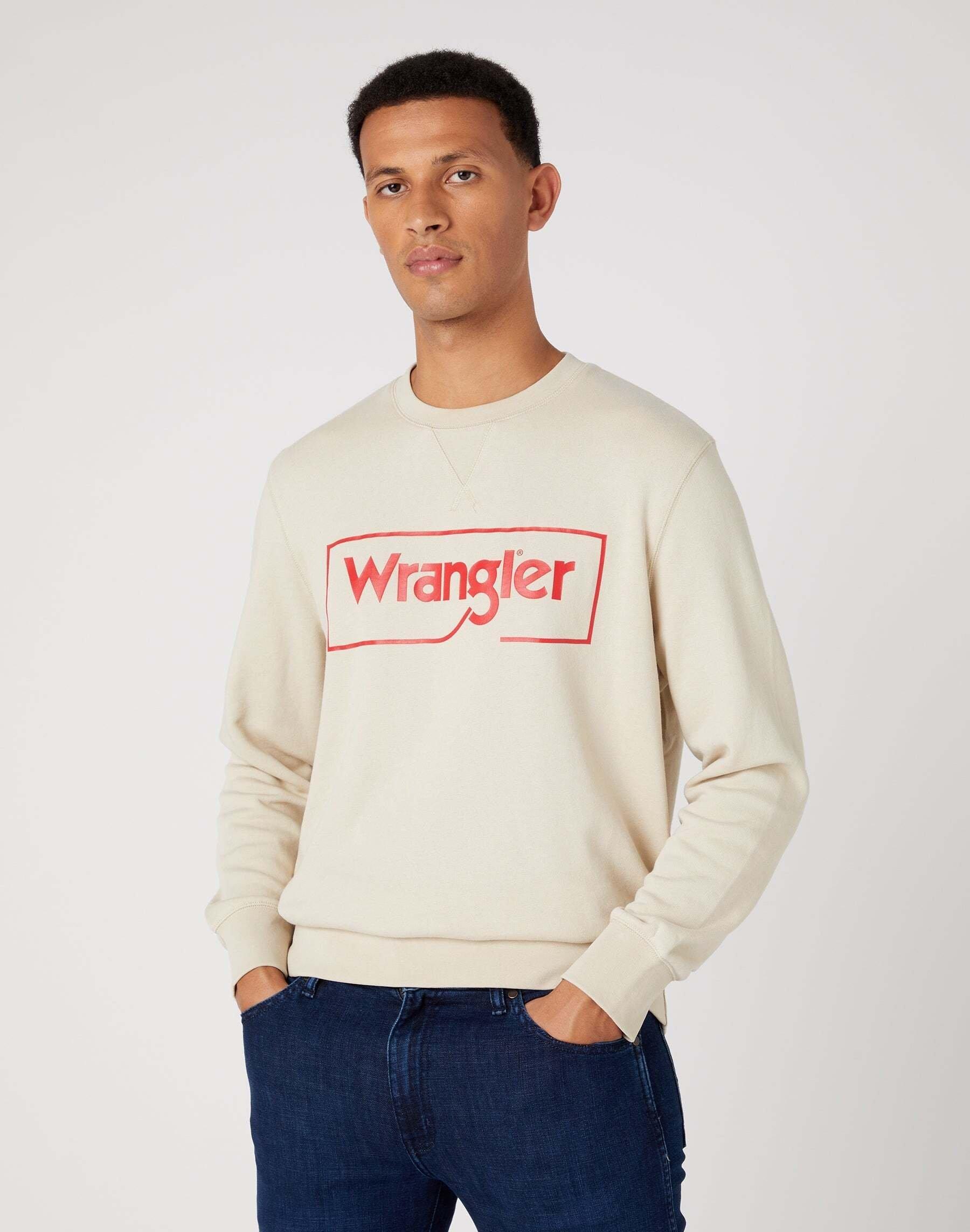 Sweatshirt Frame Logo Crew Herren Beige XL von Wrangler