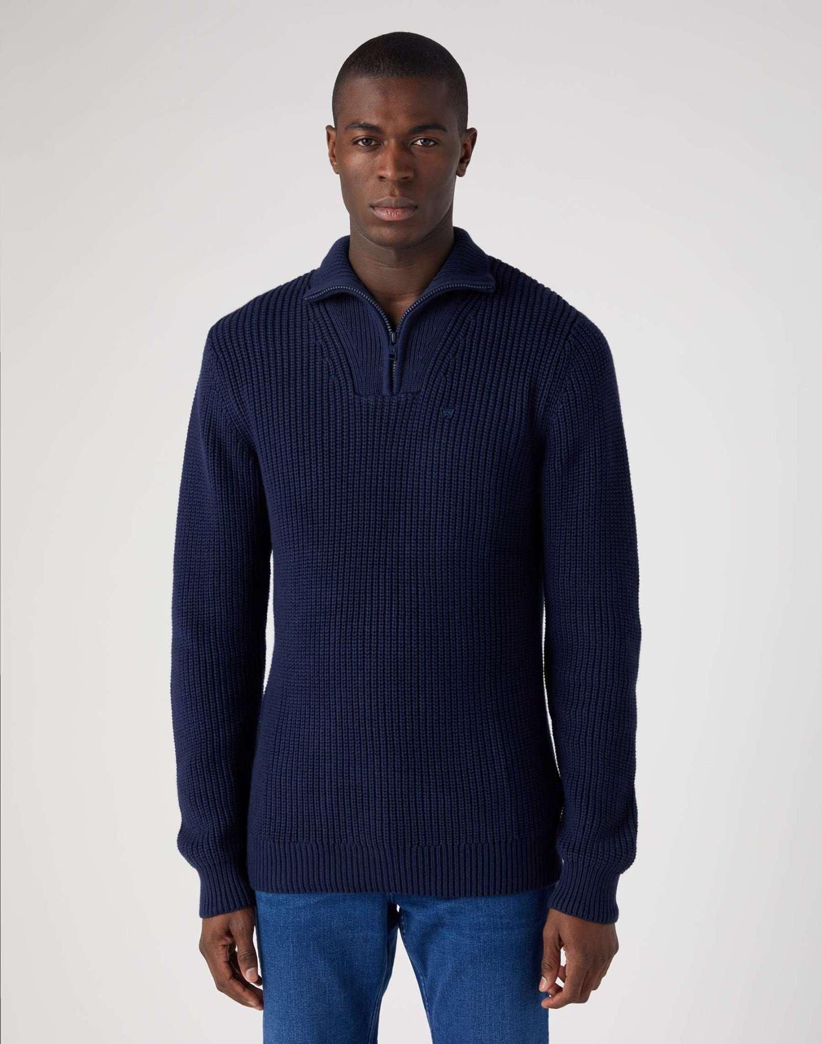 Pullover Half Zip Knit Herren Blau L von Wrangler