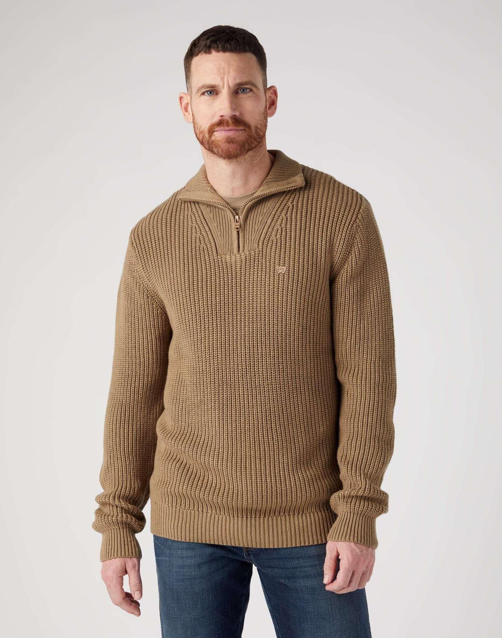 Pullover Half Zip Knit Herren Taubengrau M von Wrangler