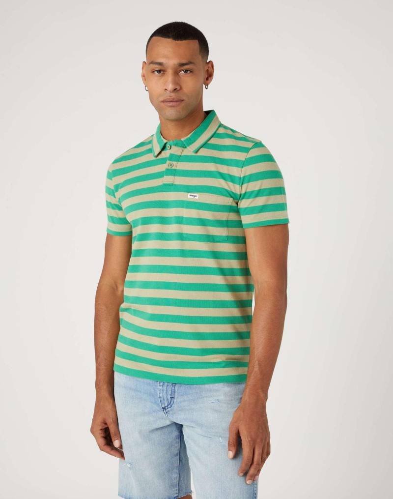 Wrangler - Stripe Polo Shirt, für Herren, Grün, Größe M von Wrangler