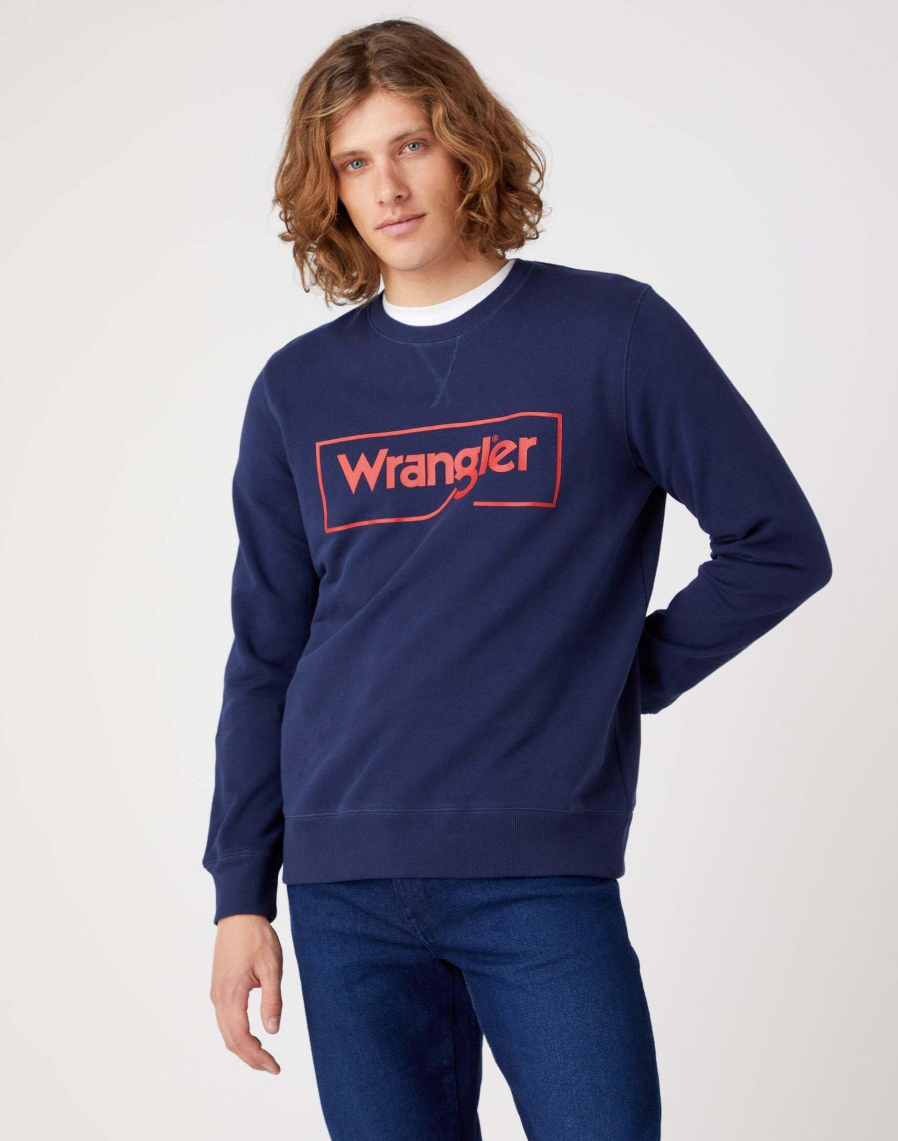 Sweatshirt Frame Logo Crew Herren Marine M von Wrangler