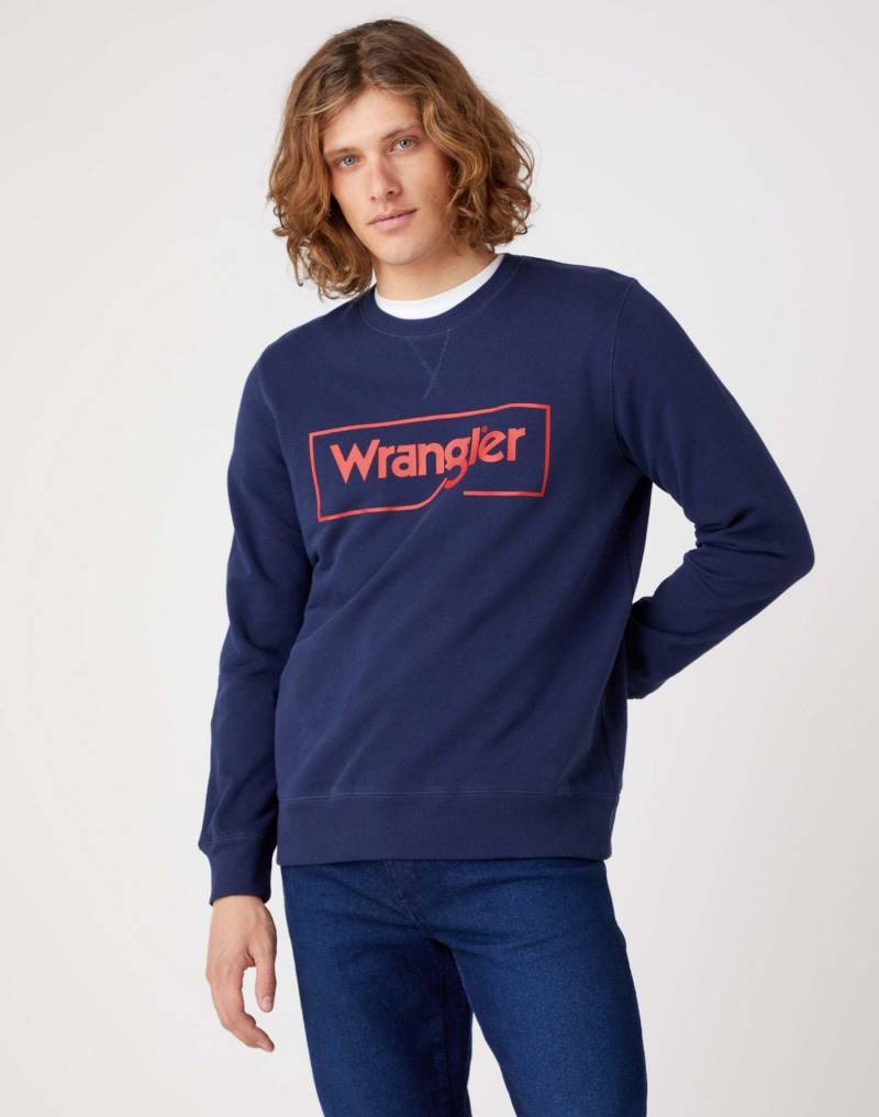 Wrangler - Sweatshirt Frame Logo Crew, für Herren, Marine, Größe XL von Wrangler