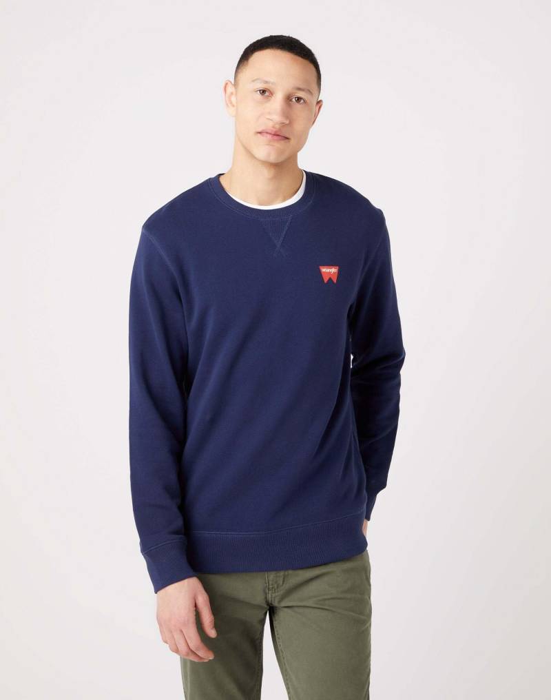 Wrangler - Sweatshirt Sign Off Crew, für Herren, Marine, Größe M von Wrangler