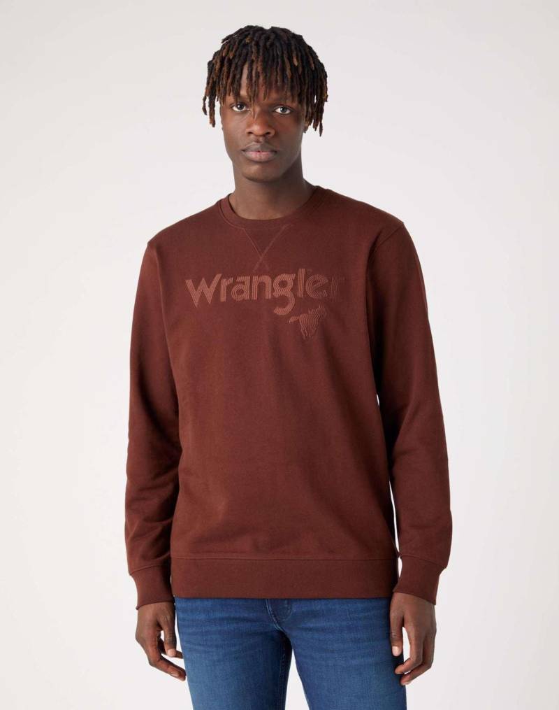 Wrangler - Sweatshirts Logo Crew Sweat, für Herren, Braun, Größe S von Wrangler