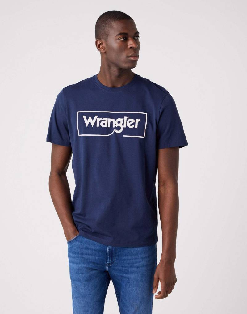 Wrangler - T-Shirt Frame Logo, für Herren, Marine, Größe S von Wrangler