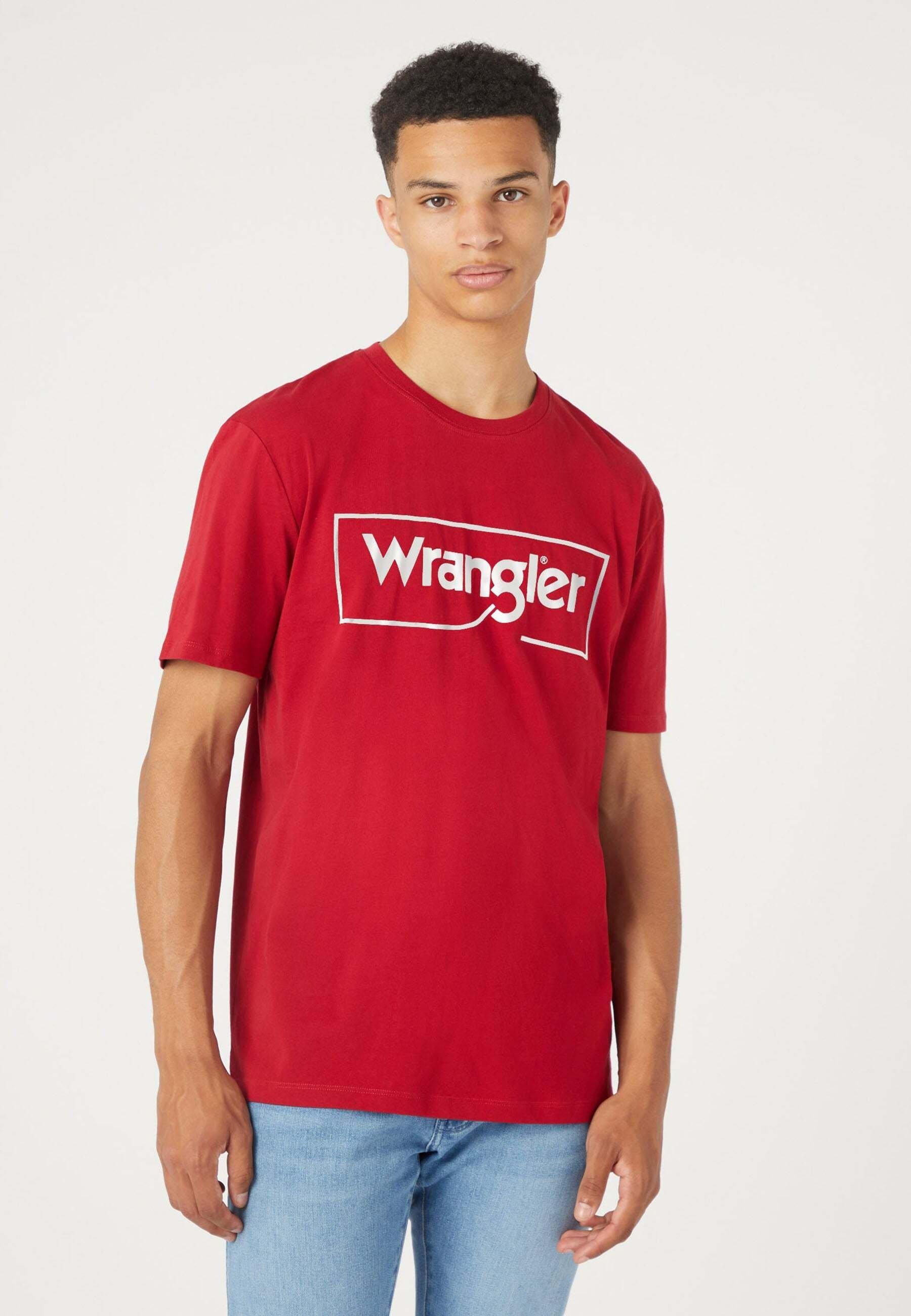 T-shirt Frame Logo Herren Rot Bunt L von Wrangler