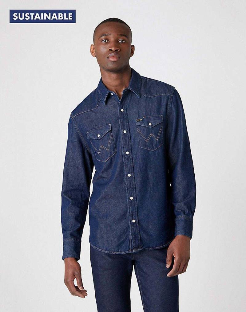 Hemd 27mw Western Herren Blau Denim M von Wrangler