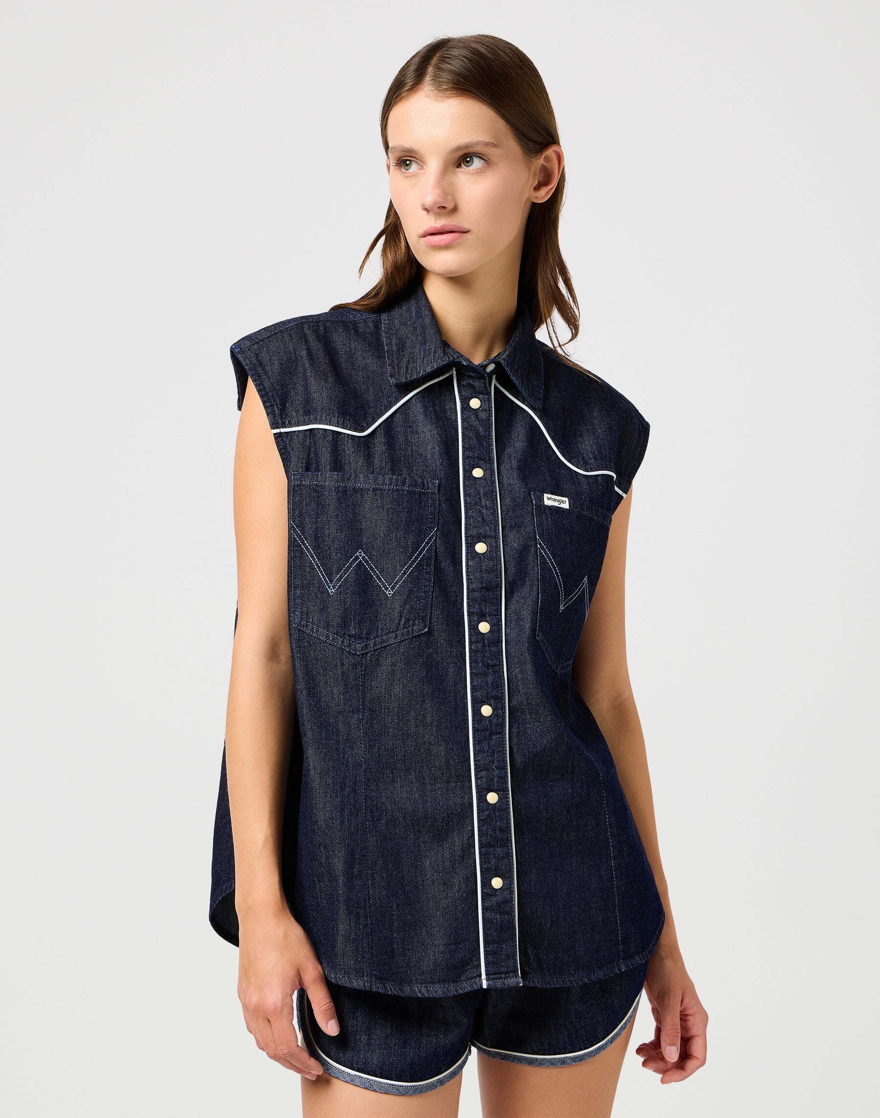 Wrangler Jeansbluse »Wrangler Jeanshemd Sleeveless Shirt« von Wrangler