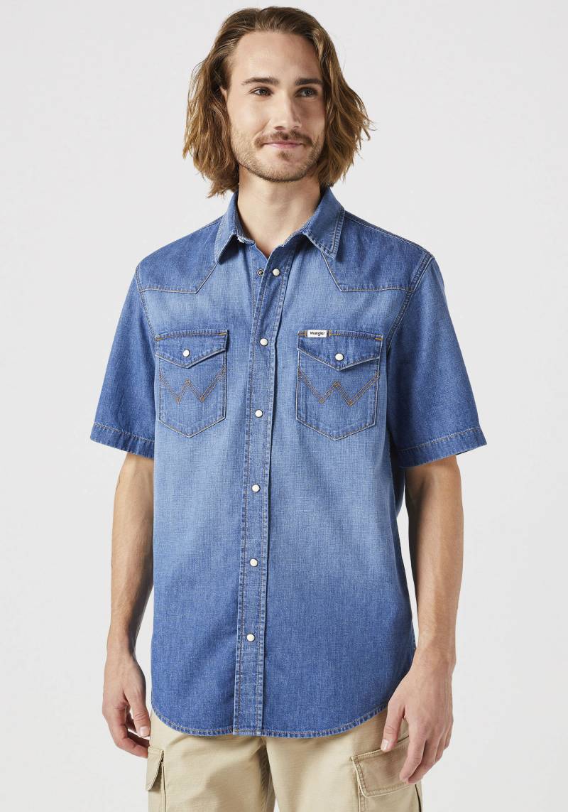 Wrangler Jeanshemd, kurzarm mit Westernpasse von Wrangler