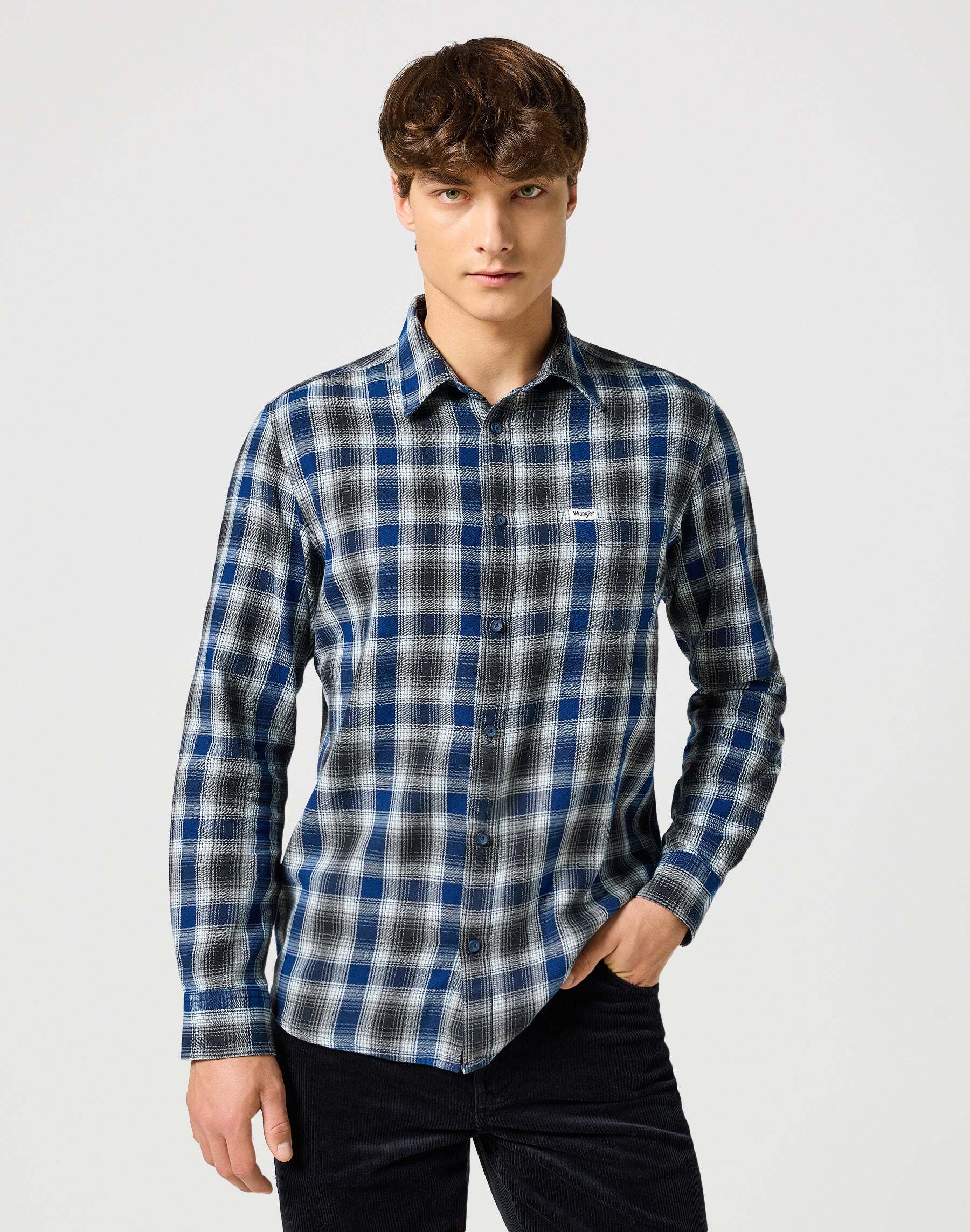 Wrangler Langarmhemd »Wrangler Langarmhemd One Pocket Indigo Shirt« von Wrangler