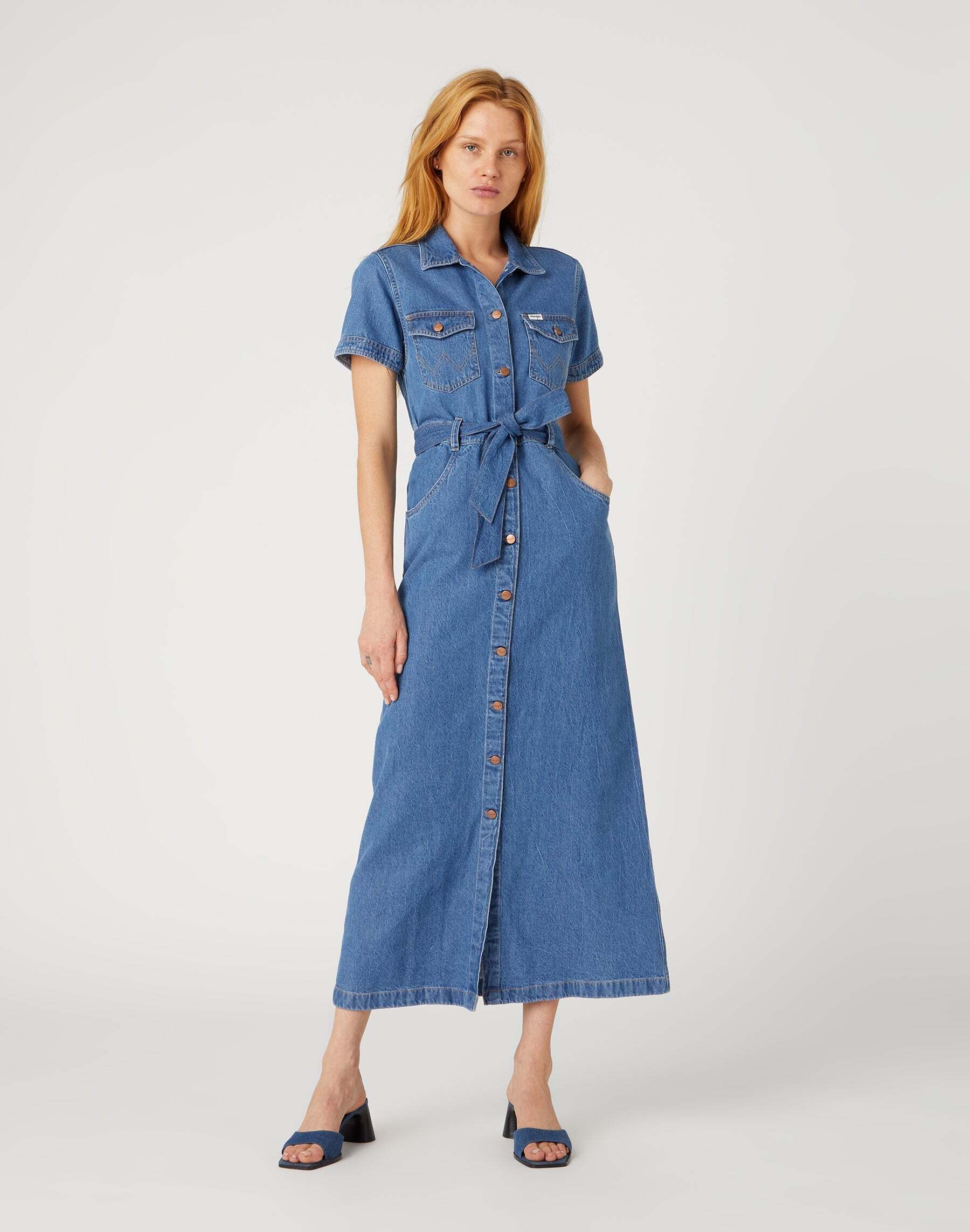 Wrangler Sommerkleid »Jeanskleid Seamed Short Sleeve Dress« von Wrangler