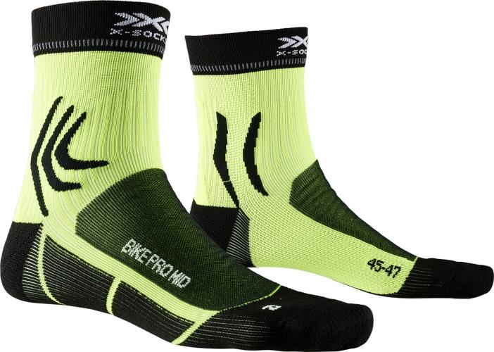 X-SOCKS Bike Pro mid Unisex - opal black / phyton yellow (Grösse: 45-47) von X-SOCKS