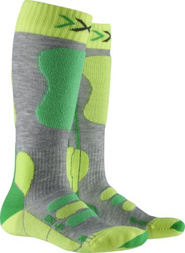 X-SOCKS Ski 4.0 mid Kinder - mid grey melange / green / phyton yellow (Grösse: 24-26) von X-SOCKS