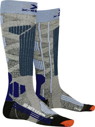 X-SOCKS Ski Rider 4.0 Damen - stone grey melange / mineral blue (Grösse: 35-36) von X-SOCKS