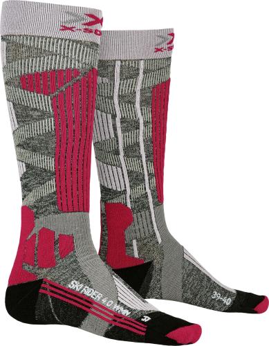 X-SOCKS Ski Rider 4.0 Damen - stone grey melange / pink (Grösse: 35-36) von X-SOCKS