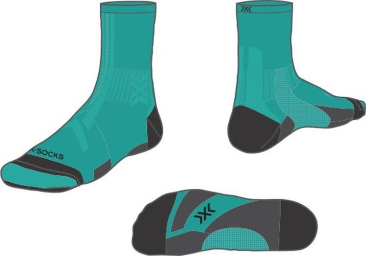 X-SOCKS Trail Run Discover Crew - lake green sunset blue (Grösse: 45-47) von X-SOCKS