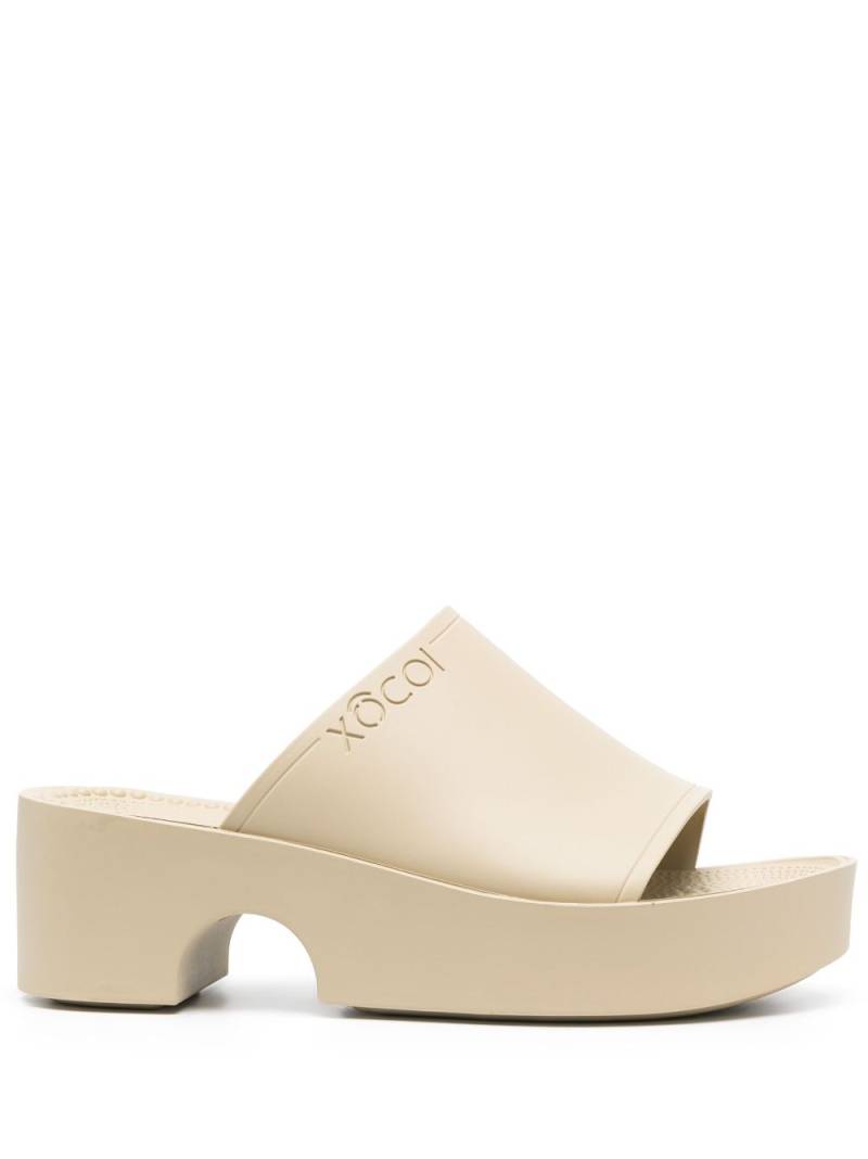 XOCOI 55mm platform open-toe slides - Neutrals von XOCOI