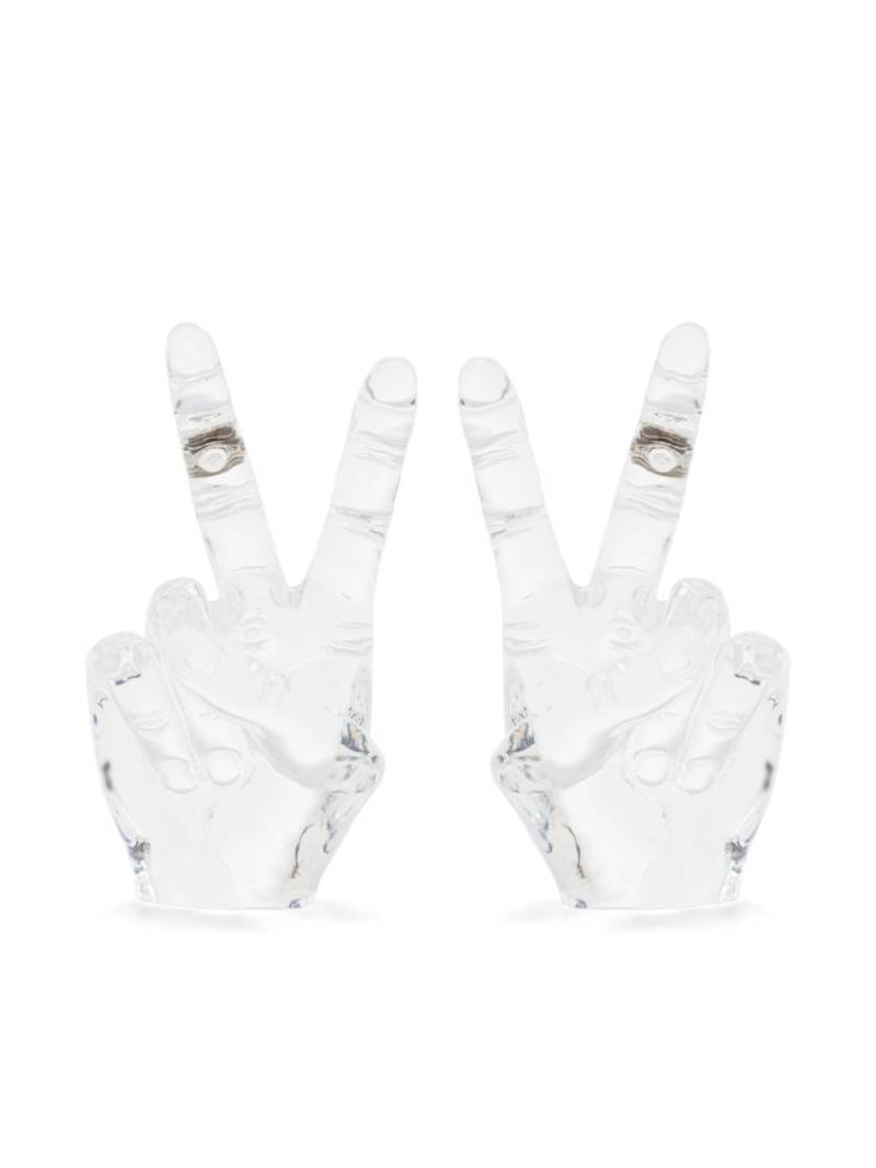 Y/Project Peace hand-shaped transparent earrings - Neutrals von Y/Project