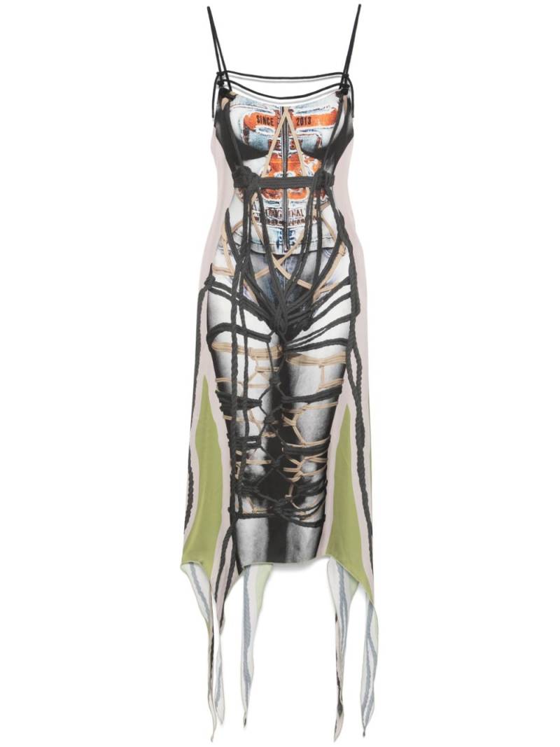 Y/Project bondage-print midi dress - Grey von Y/Project