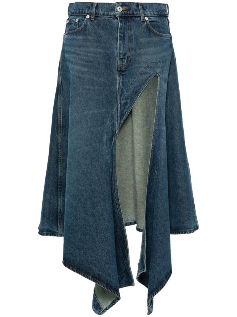 Y/Project cut-out midi denim skirt - Blue von Y/Project