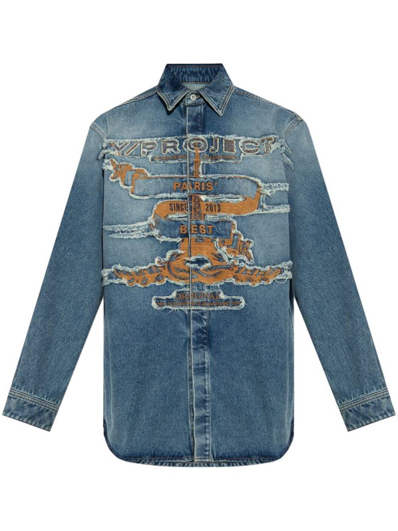 Y/Project distressed denim shirt - Blue von Y/Project