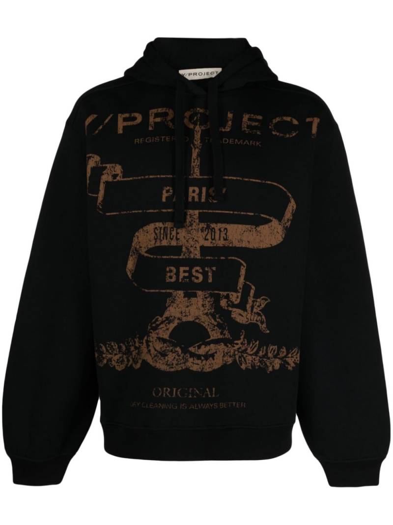 Y/Project graphic-print cotton hoodie - Black von Y/Project