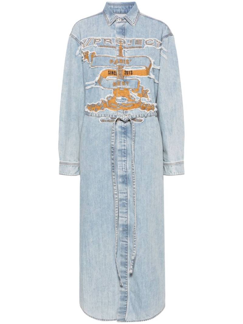 Y/Project logo-embroidered denim shirtdress - Blue von Y/Project